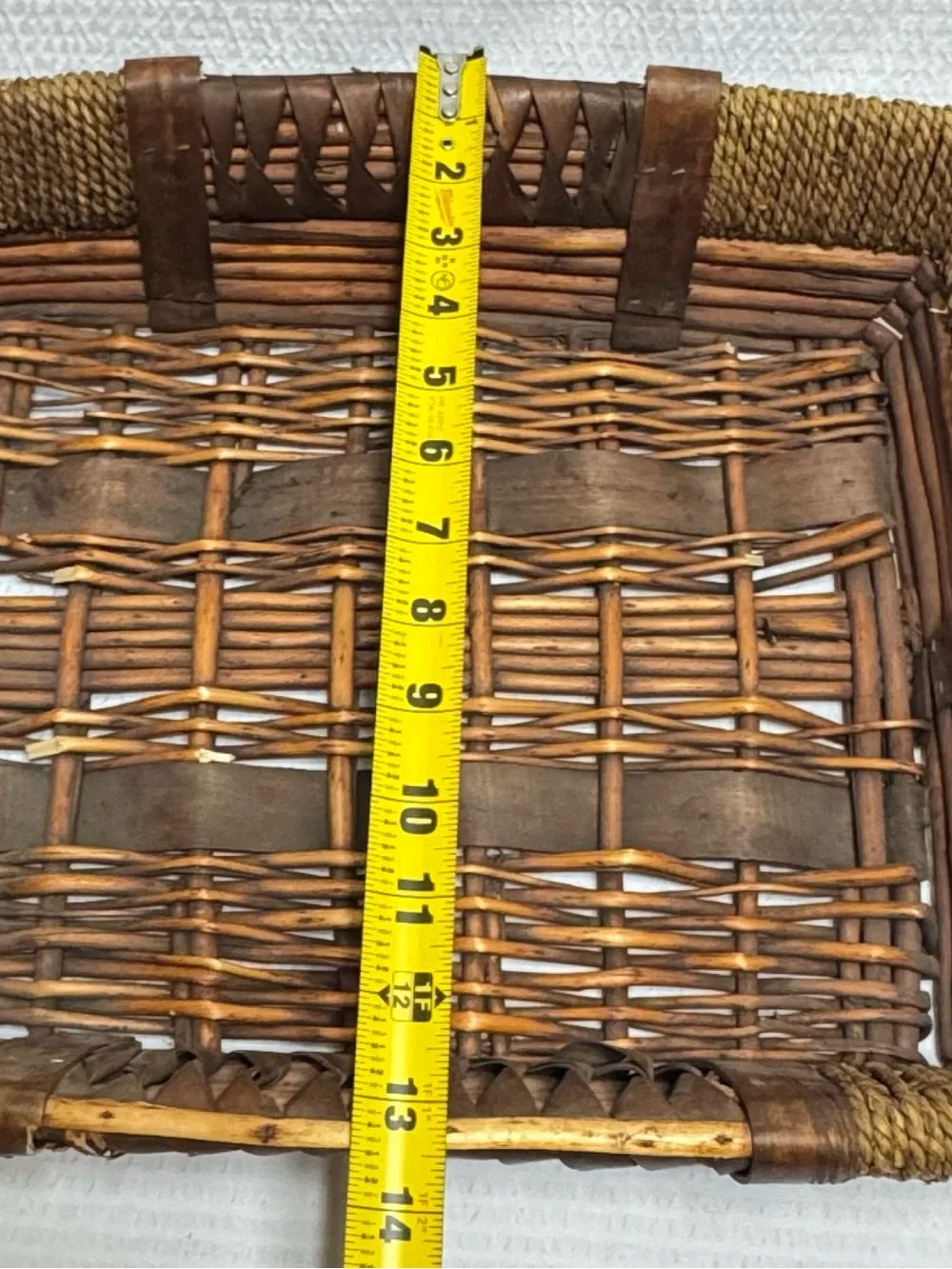 Vintage Woven Brown Rattan Storage Tray by